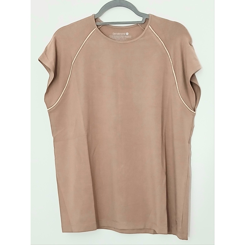 Betabrand Tee Women's Size M Tan Equestrian Retro Raglan Contrast Pullover NEW